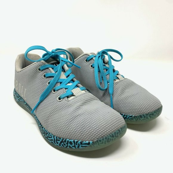 NOBULL Shoes - NOBULL Gray Blue Gum Trainers Size W 9 M 7.5 Lace Up CrossFit Lifters Workout